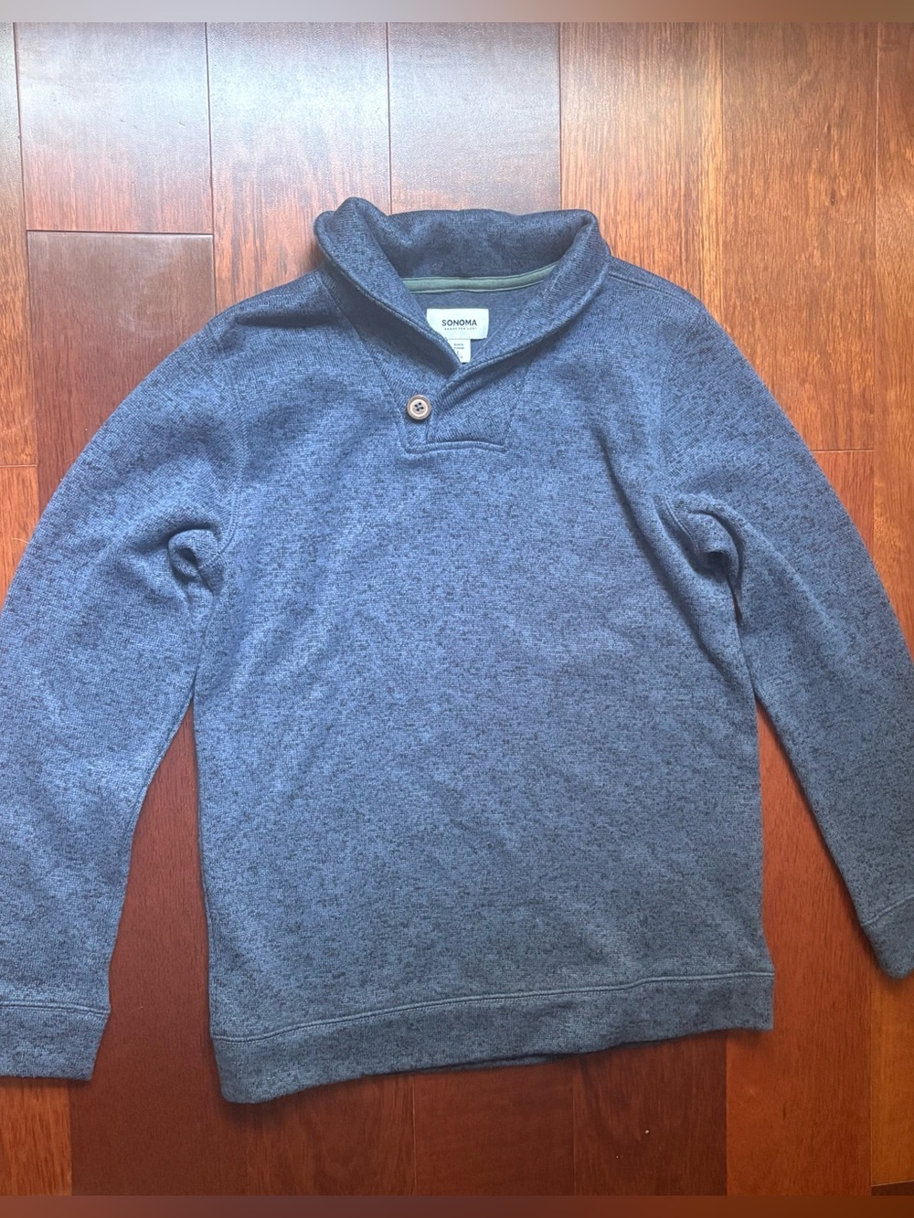 Sonoma Boys Shawl Collar Pullover Sweater Heather Blue Size L 14/16 NEW
